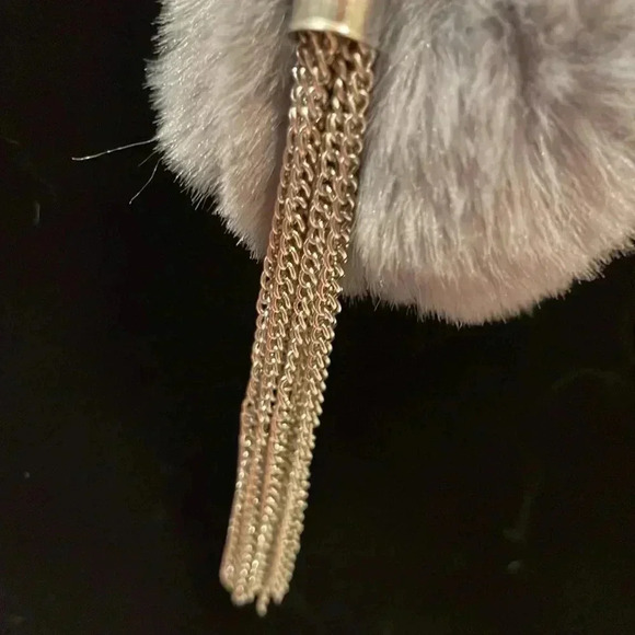 Gray fluff-Silver studded Key/Purse Charm - Picture 3 of 4